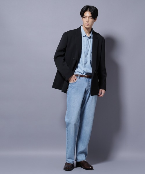 NANO universe(ナノユニバース)の「Reflax(R) ダブルクロスウェザーダブルブレストジャケット(セットアップ可)(テーラードジャケット・メンズ・ブラック/チャコール・M/L)」の17枚目の写真