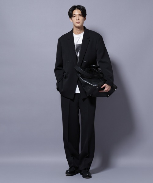 NANO universe(ナノユニバース)の「Reflax(R) ダブルクロスウェザーダブルブレストジャケット(セットアップ可)(テーラードジャケット・メンズ・ブラック/チャコール・M/L)」の18枚目の写真