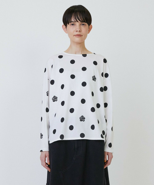 FRAPBOIS（フラボア）の「［グリーン：秋祭り2025限定カラー］ドットコクーンT（Tシャツ/カットソー・レディース・ネイビー/ベージュ/ホワイト・1）」の2枚目の写真