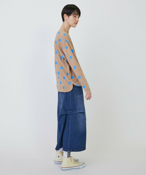 FRAPBOIS（フラボア）の「［グリーン：秋祭り2025限定カラー］ドットコクーンT（Tシャツ/カットソー・レディース・ネイビー/ベージュ/ホワイト・1）」の5枚目の写真