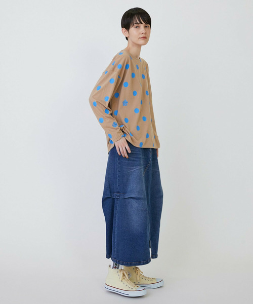 FRAPBOIS（フラボア）の「［グリーン：秋祭り2025限定カラー］ドットコクーンT（Tシャツ/カットソー・レディース・ネイビー/ベージュ/ホワイト・1）」の6枚目の写真