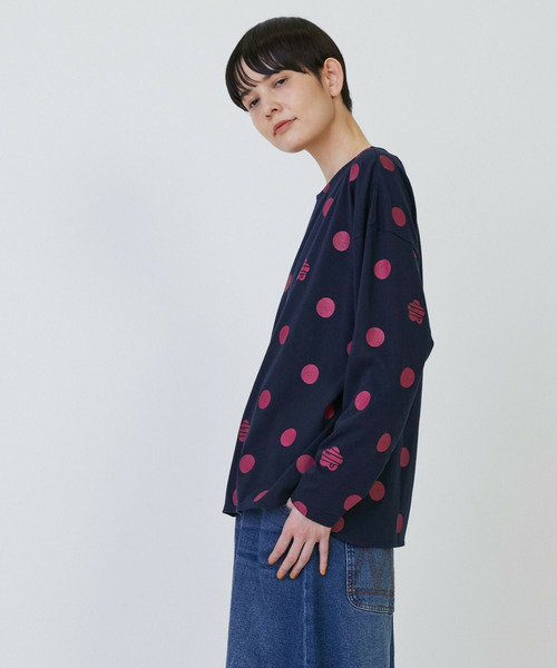 FRAPBOIS（フラボア）の「［グリーン：秋祭り2025限定カラー］ドットコクーンT（Tシャツ/カットソー・レディース・ネイビー/ベージュ/ホワイト・1）」の7枚目の写真