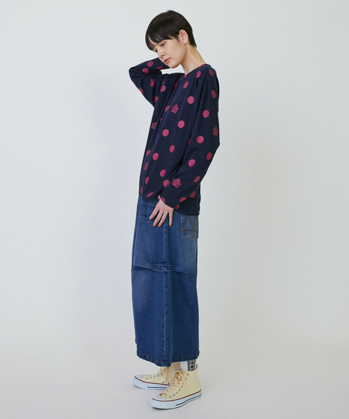 FRAPBOIS（フラボア）の「［グリーン：秋祭り2025限定カラー］ドットコクーンT（Tシャツ/カットソー・レディース・ネイビー/ベージュ/ホワイト・1）」の10枚目の写真