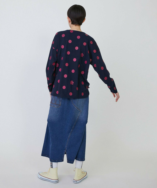 FRAPBOIS（フラボア）の「［グリーン：秋祭り2025限定カラー］ドットコクーンT（Tシャツ/カットソー・レディース・ネイビー/ベージュ/ホワイト・1）」の11枚目の写真