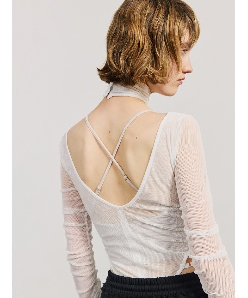 SORIN(ソリン )の「V Neck Sheer Bodysuit/Vネックシアーボディスーツ(Tシャツ/カットソー・レディース・ブラック/ホワイト・38)」の5枚目の写真