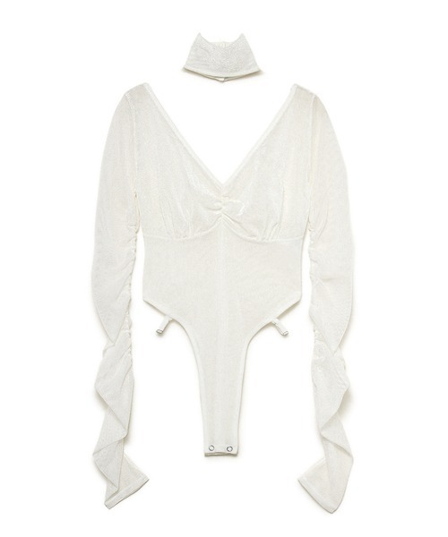 SORIN(ソリン )の「V Neck Sheer Bodysuit/Vネックシアーボディスーツ(Tシャツ/カットソー・レディース・ブラック/ホワイト・38)」の9枚目の写真