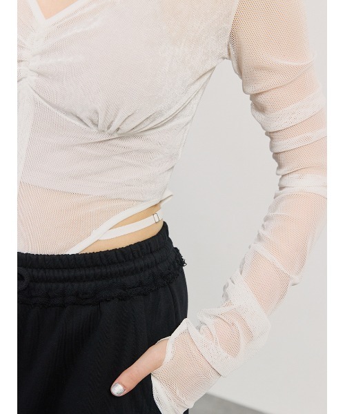 SORIN(ソリン )の「V Neck Sheer Bodysuit/Vネックシアーボディスーツ(Tシャツ/カットソー・レディース・ブラック/ホワイト・38)」の12枚目の写真