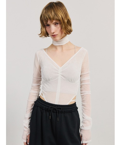 SORIN(ソリン )の「V Neck Sheer Bodysuit/Vネックシアーボディスーツ(Tシャツ/カットソー・レディース・ブラック/ホワイト・38)」の16枚目の写真