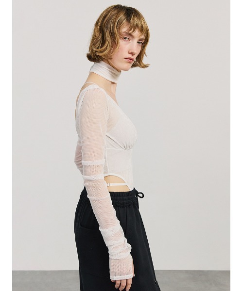 V Neck Sheer Bodysuit/Vネックシアーボディスーツ（Tシャツ
