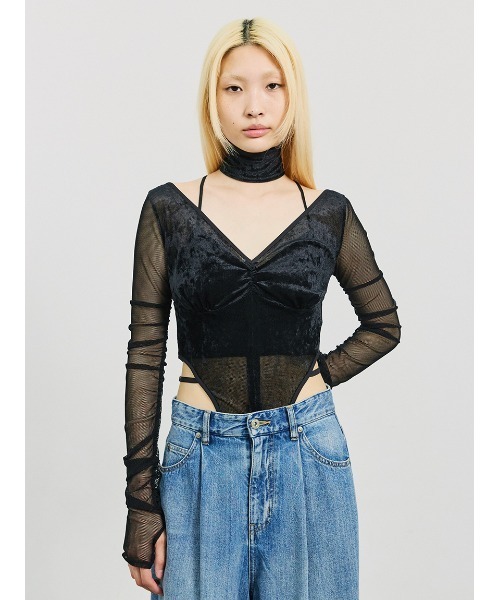 SORIN(ソリン )の「V Neck Sheer Bodysuit/Vネックシアーボディスーツ(Tシャツ/カットソー・レディース・ブラック/ホワイト・38)」の22枚目の写真