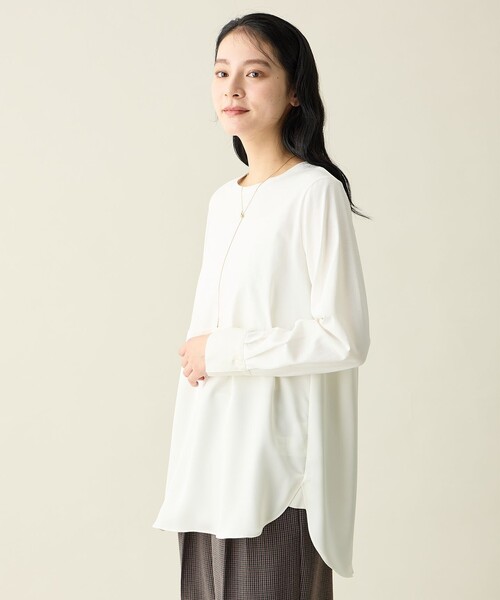 ANY（エニィ）の「シャツコンビレイヤードインナー（Tシャツ/カットソー・レディース・ネイビー系1/アイボリー系/ホワイト系/ダルブルー系9・X-LARGE）」の2枚目の写真
