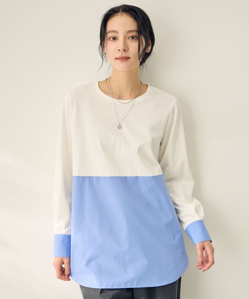 ANY（エニィ）の「シャツコンビレイヤードインナー（Tシャツ/カットソー・レディース・ネイビー系1/アイボリー系/ホワイト系/ダルブルー系9・X-LARGE）」の11枚目の写真