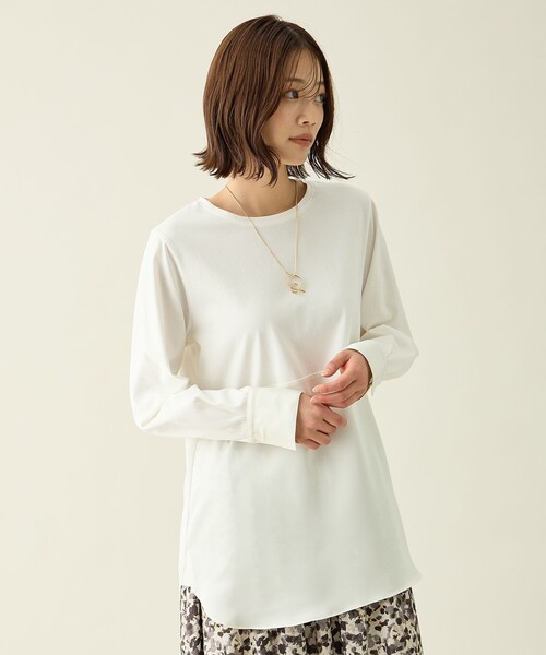 ANY（エニィ）の「シャツコンビレイヤードインナー（Tシャツ/カットソー・レディース・ネイビー系1/アイボリー系/ホワイト系/ダルブルー系9・X-LARGE）」の17枚目の写真