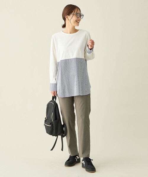 ANY（エニィ）の「シャツコンビレイヤードインナー（Tシャツ/カットソー・レディース・ネイビー系1/アイボリー系/ホワイト系/ダルブルー系9・X-LARGE）」の20枚目の写真
