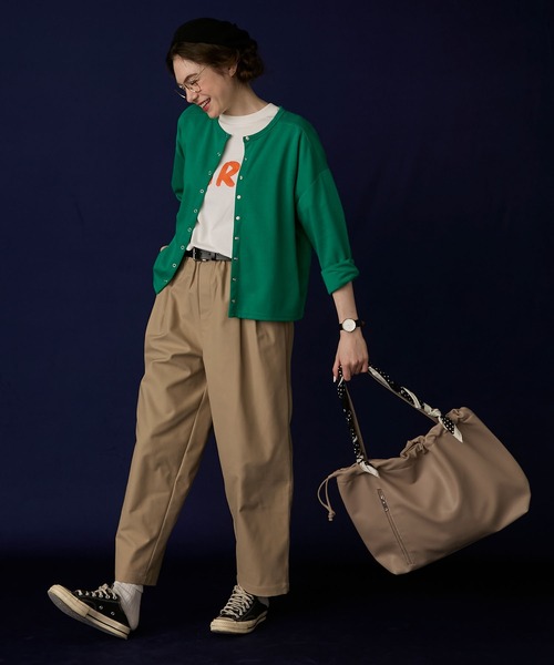 BONLECILL Marche(ボンルシールマルシェ)の「【BONLECILL Marche】《大容量》2wayドロストギャザートートバッグ/巾着バッグ/マザーズバッグ(トートバッグ・レディース・サンドベージュ/ワイン/グレイッシュベージュ/ブラック/キャメル/グリーン・FREE)」の22枚目の写真