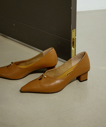 ルタロン⭐︎ゴールドパンプス24センチ 7cm/rich]ゴールドラインパンプス(80001A) （グレージュZ