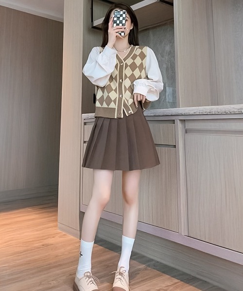 blackdia ocean(ブラックダイヤオーシャン)の「blackdia ocean インパン付 トラッド プリーツミニスカート(スカート・レディース・ダークグレー/ネイビー/ライトグレー/ホワイト/ブラウン/ブラック・MEDIUM/X-LARGE/LARGE)」の8枚目の写真