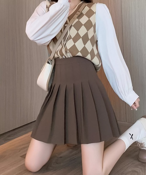 blackdia ocean(ブラックダイヤオーシャン)の「blackdia ocean インパン付 トラッド プリーツミニスカート(スカート・レディース・ダークグレー/ネイビー/ライトグレー/ホワイト/ブラウン/ブラック・MEDIUM/X-LARGE/LARGE)」の12枚目の写真