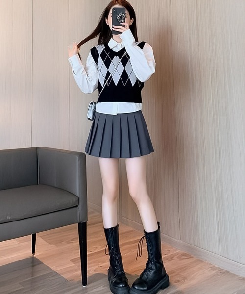 セール】blackdia ocean インパン付 トラッド プリーツミニスカート