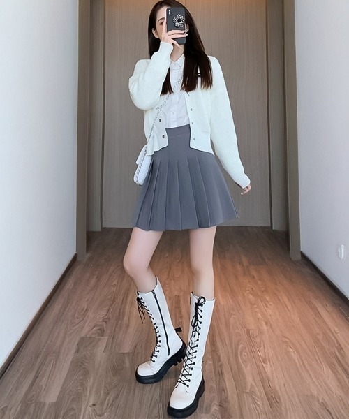 blackdia ocean(ブラックダイヤオーシャン)の「blackdia ocean インパン付 トラッド プリーツミニスカート(スカート・レディース・ダークグレー/ネイビー/ライトグレー/ホワイト/ブラウン/ブラック・MEDIUM/X-LARGE/LARGE)」の14枚目の写真