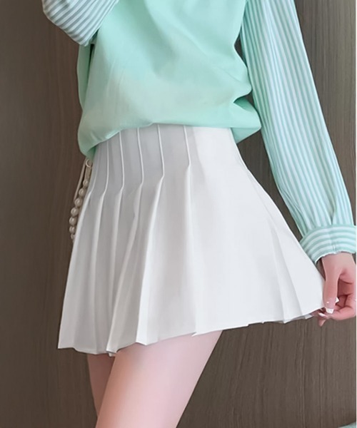 blackdia ocean(ブラックダイヤオーシャン)の「blackdia ocean インパン付 トラッド プリーツミニスカート(スカート・レディース・ダークグレー/ネイビー/ライトグレー/ホワイト/ブラウン/ブラック・MEDIUM/X-LARGE/LARGE)」の20枚目の写真