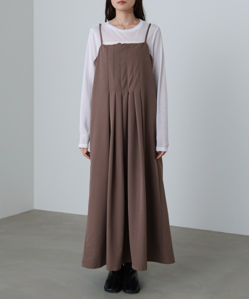 Bab(バブ)の「【セットアイテム/セットアップ/選べるサイズ展開/低身長/高身長向けサイズあり】前後2WAYニットトップス+タックキャミワンピース(ワンピース・レディース・チャコールグレー/モカ/アイボリー・M/S/L)」の15枚目の写真