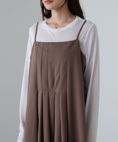 Bab(バブ)の「【セットアイテム/セットアップ/選べるサイズ展開/低身長/高身長向けサイズあり】前後2WAYニットトップス+タックキャミワンピース(ワンピース・レディース・チャコールグレー/モカ/アイボリー・M/S/L)」の14枚目の写真