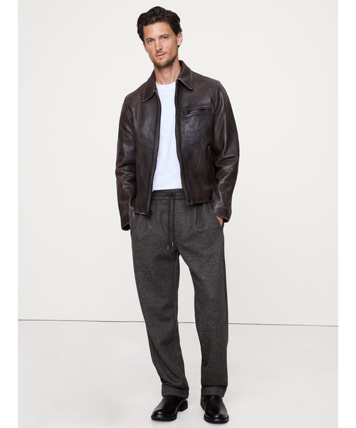 【banana republic】ラムレザーライダースジャケット/黒/サイズS レザー レーシングジャケット（ライダースジャケット）｜BANANA