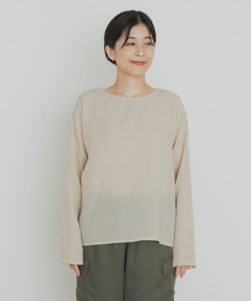 URBAN RESEARCH DOORS（アーバンリサーチドアーズ）の「シアーTシャツブラウス（シャツ/ブラウス・レディース・ホワイト/ライトカーキ・MEDIUM）」の15枚目の写真