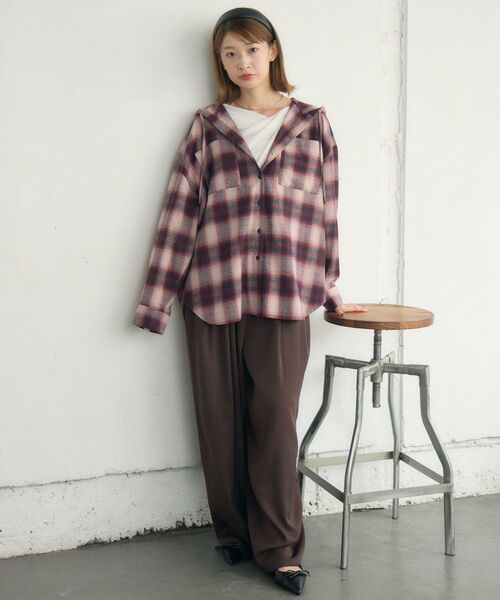 RETRO GIRL(レトロガール)の「チェックフーディーBIGSH(シャツ/ブラウス・レディース・レッド系その他2/ブラウン系その他2/ブラック系その他2・FREE)」の14枚目の写真