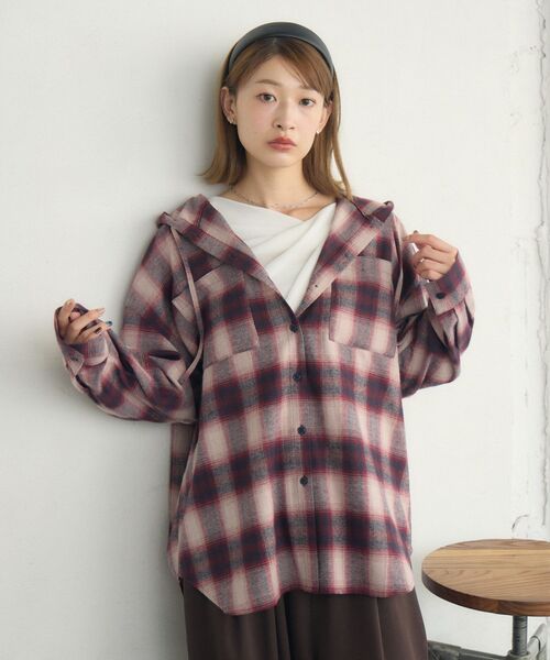 RETRO GIRL(レトロガール)の「チェックフーディーBIGSH(シャツ/ブラウス・レディース・レッド系その他2/ブラウン系その他2/ブラック系その他2・FREE)」の18枚目の写真