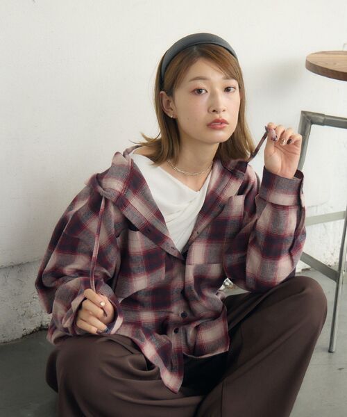RETRO GIRL(レトロガール)の「チェックフーディーBIGSH(シャツ/ブラウス・レディース・レッド系その他2/ブラウン系その他2/ブラック系その他2・FREE)」の19枚目の写真