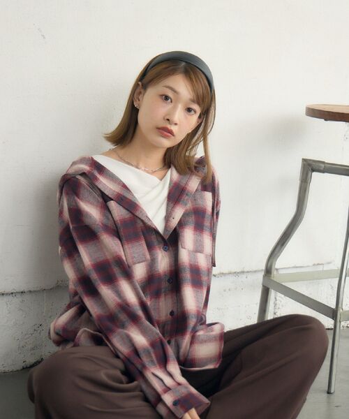 RETRO GIRL(レトロガール)の「チェックフーディーBIGSH(シャツ/ブラウス・レディース・レッド系その他2/ブラウン系その他2/ブラック系その他2・FREE)」の20枚目の写真