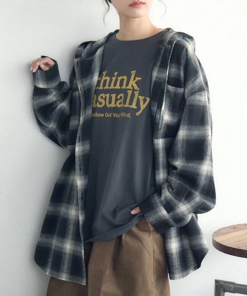 RETRO GIRL(レトロガール)の「チェックフーディーBIGSH(シャツ/ブラウス・レディース・レッド系その他2/ブラウン系その他2/ブラック系その他2・FREE)」の1枚目の写真