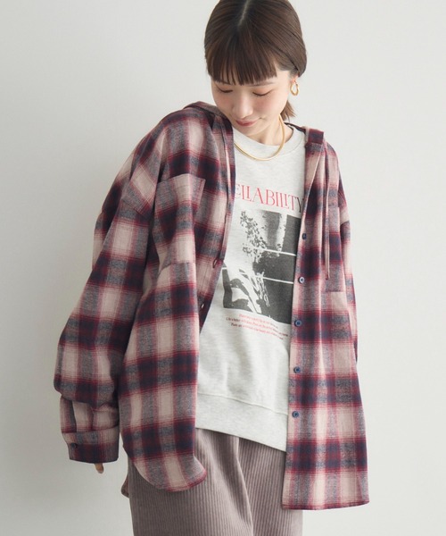 RETRO GIRL(レトロガール)の「チェックフーディーBIGSH(シャツ/ブラウス・レディース・レッド系その他2/ブラウン系その他2/ブラック系その他2・FREE)」の3枚目の写真