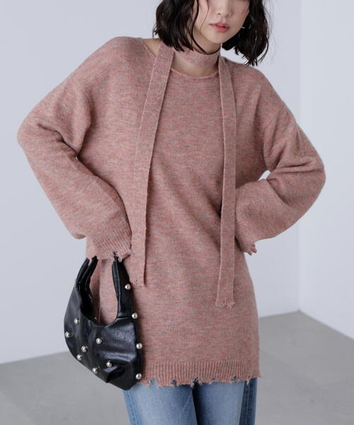 FREE'S MART(フリーズマート)の「◆モヘア混タイ付きルーズミニワンピース(ワンピース・レディース・グレー/カーキ/レッド・FREE)」の16枚目の写真