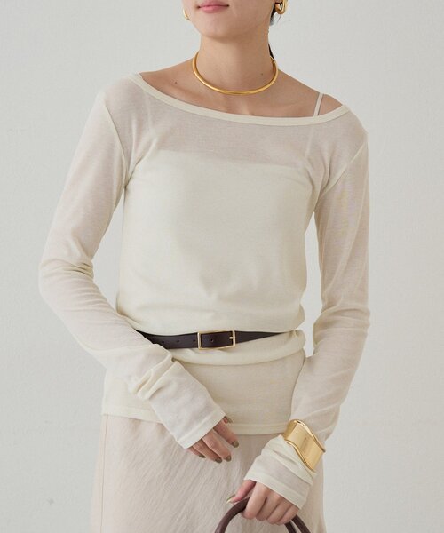 LOUNGEDRESS（ラウンジドレス）の「ラウンドシアーカットソー（Tシャツ/カットソー・レディース・ブラック/レッド/アイボリー・FREE）」の11枚目の写真