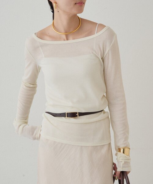 LOUNGEDRESS（ラウンジドレス）の「ラウンドシアーカットソー（Tシャツ/カットソー・レディース・ブラック/レッド/アイボリー・FREE）」の12枚目の写真