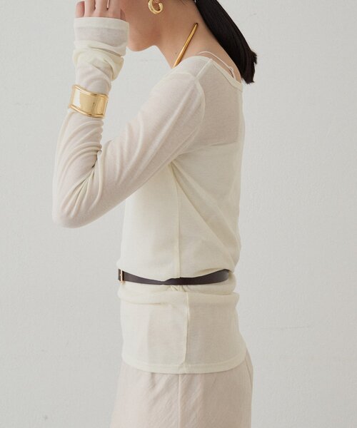 LOUNGEDRESS（ラウンジドレス）の「ラウンドシアーカットソー（Tシャツ/カットソー・レディース・ブラック/レッド/アイボリー・FREE）」の13枚目の写真