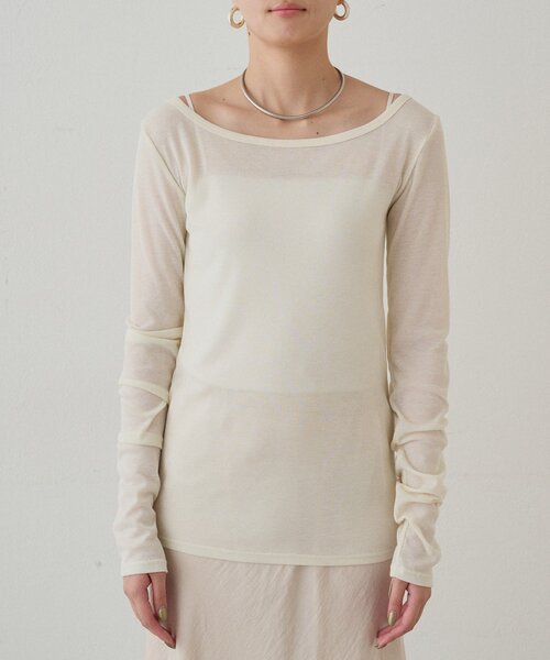 LOUNGEDRESS（ラウンジドレス）の「ラウンドシアーカットソー（Tシャツ/カットソー・レディース・ブラック/レッド/アイボリー・FREE）」の16枚目の写真