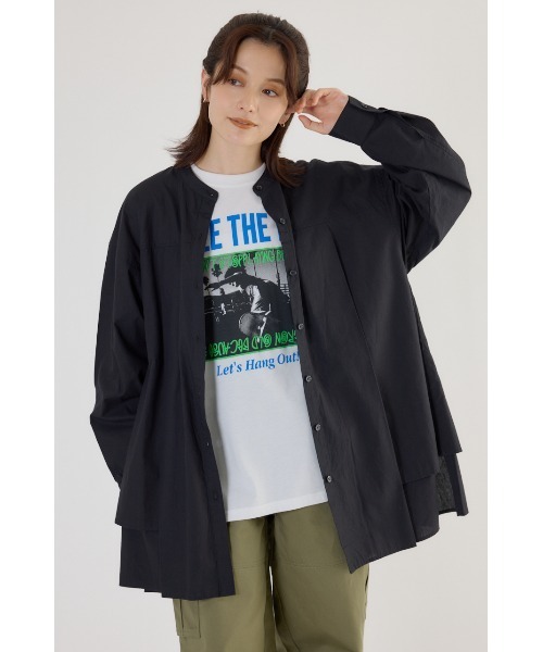 RODEO CROWNS WIDE BOWL（ロデオクラウンズワイドボウル）の「サイドティアードシャツチュニック（チュニック・レディース・ブルー系その他/オフホワイト/ブラック・FREE）」の10枚目の写真