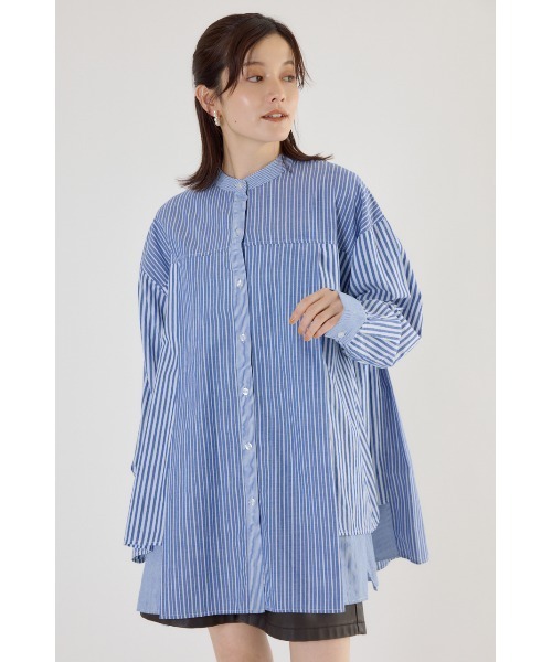 RODEO CROWNS WIDE BOWL（ロデオクラウンズワイドボウル）の「サイドティアードシャツチュニック（チュニック・レディース・ブルー系その他/オフホワイト/ブラック・FREE）」の4枚目の写真