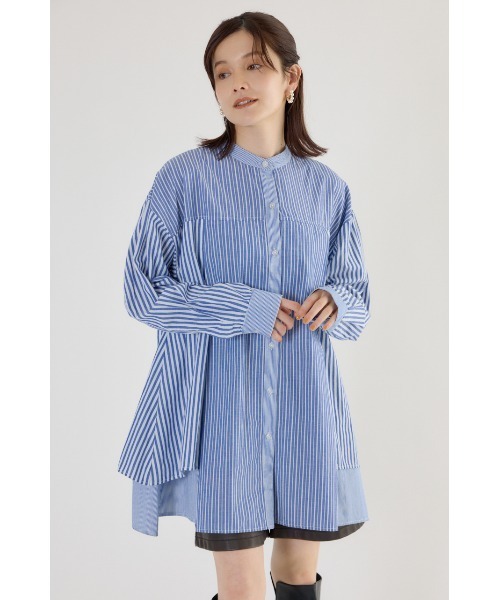 RODEO CROWNS WIDE BOWL（ロデオクラウンズワイドボウル）の「サイドティアードシャツチュニック（チュニック・レディース・ブルー系その他/オフホワイト/ブラック・FREE）」の5枚目の写真