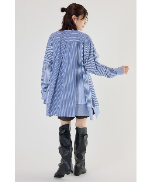 RODEO CROWNS WIDE BOWL（ロデオクラウンズワイドボウル）の「サイドティアードシャツチュニック（チュニック・レディース・ブルー系その他/オフホワイト/ブラック・FREE）」の9枚目の写真