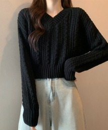 やっぱり可愛いケーブル編み ニット