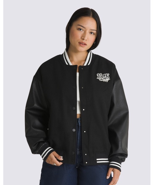 ウィメンズ VARSITY CLUB ボンバージャケット / VARSITY CLUB BOMBER Black VN000GJRBLK1
