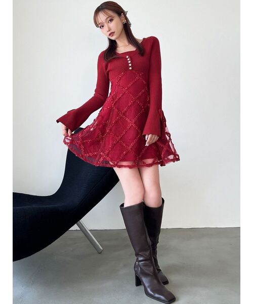 RESEXXY ドッキングフレアミニニットワンピース ドッキングフレアミニニットワンピース（ワンピース）｜RESEXXY