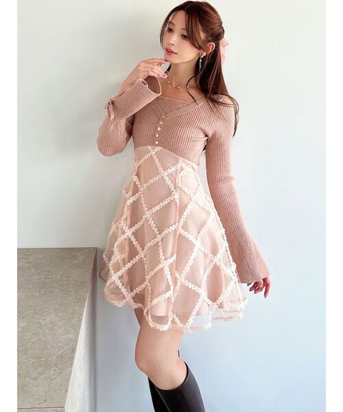 ドッキングフレアミニニットワンピース（ワンピース）｜RESEXXY