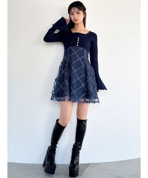 ドッキングフレアミニニットワンピース（ワンピース）｜RESEXXY