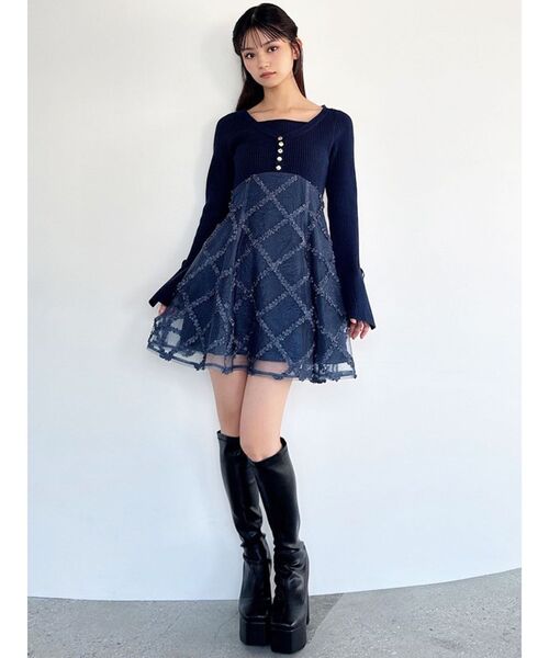 ドッキングフレアミニニットワンピース（ワンピース）｜RESEXXY